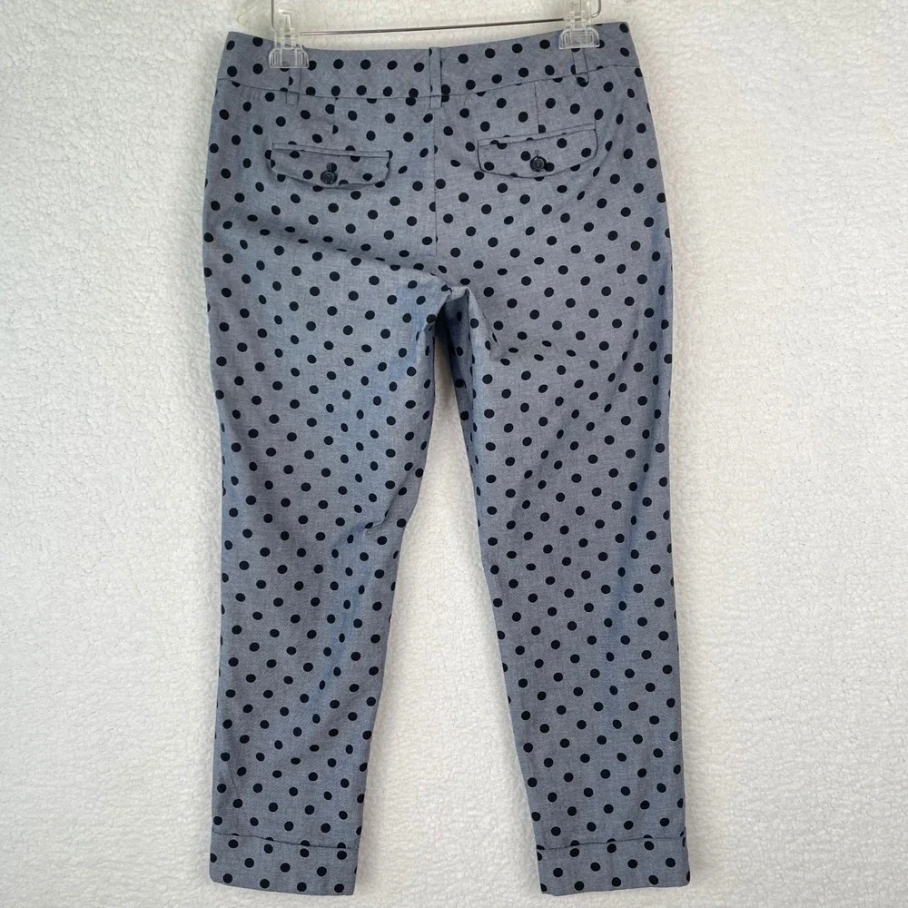 Outback Red Womens 8 Blue Black Polka Dot Cotton Cropped Cuffed Pants Trousers
